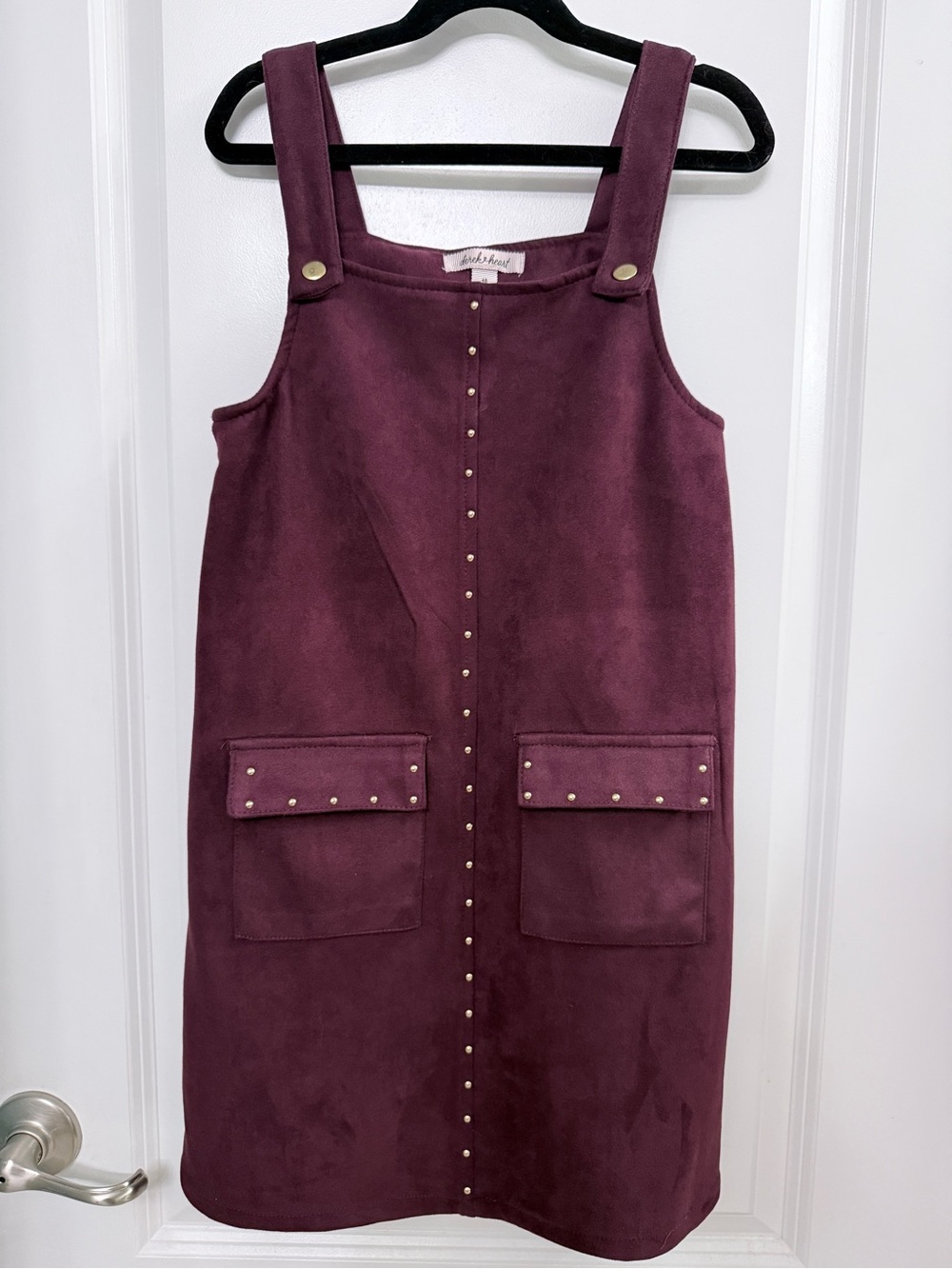Plum Pinafore Dress with Stud Detail - Girls 10